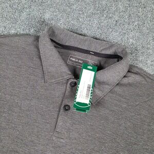Public Rec Adapt Performance Polo Mens L Grey Stretch Short Sleeve Shirt NWT